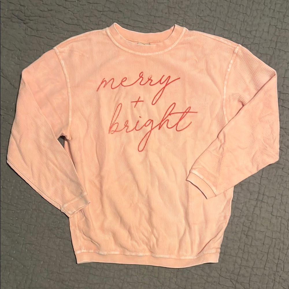 Pink 'Merry + Bright' Sweatshirt